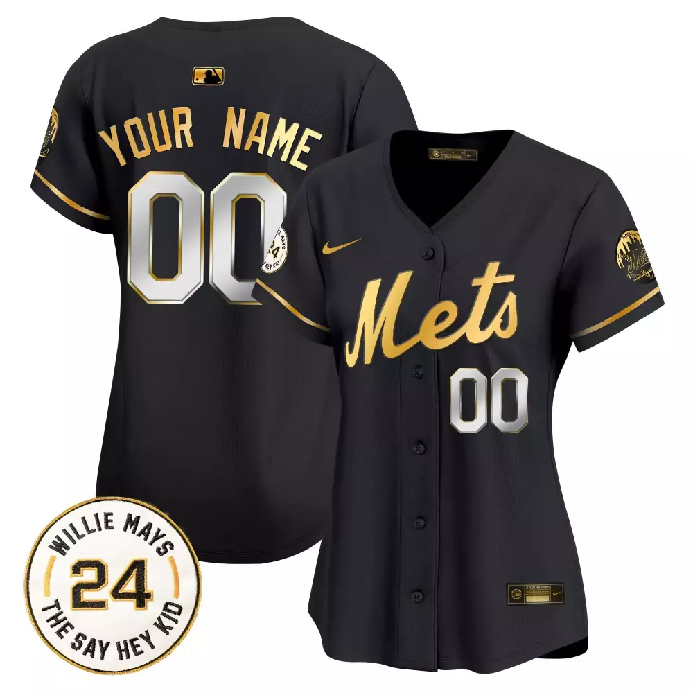 Black Gold Women's New York Mets 2024 Spring Training Vapor Premier Limited Custom Jersey V2 | All Stitched | For Men, Women & Youth