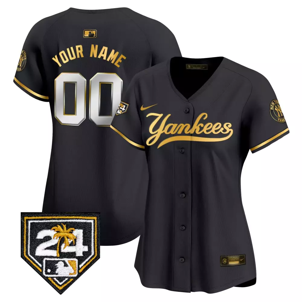 Spring Training Patch Black Gold Yankees Vapor Premier Limited Jersey V5 | Stitched Fan Gear for Youth | For Men, Women & Youth