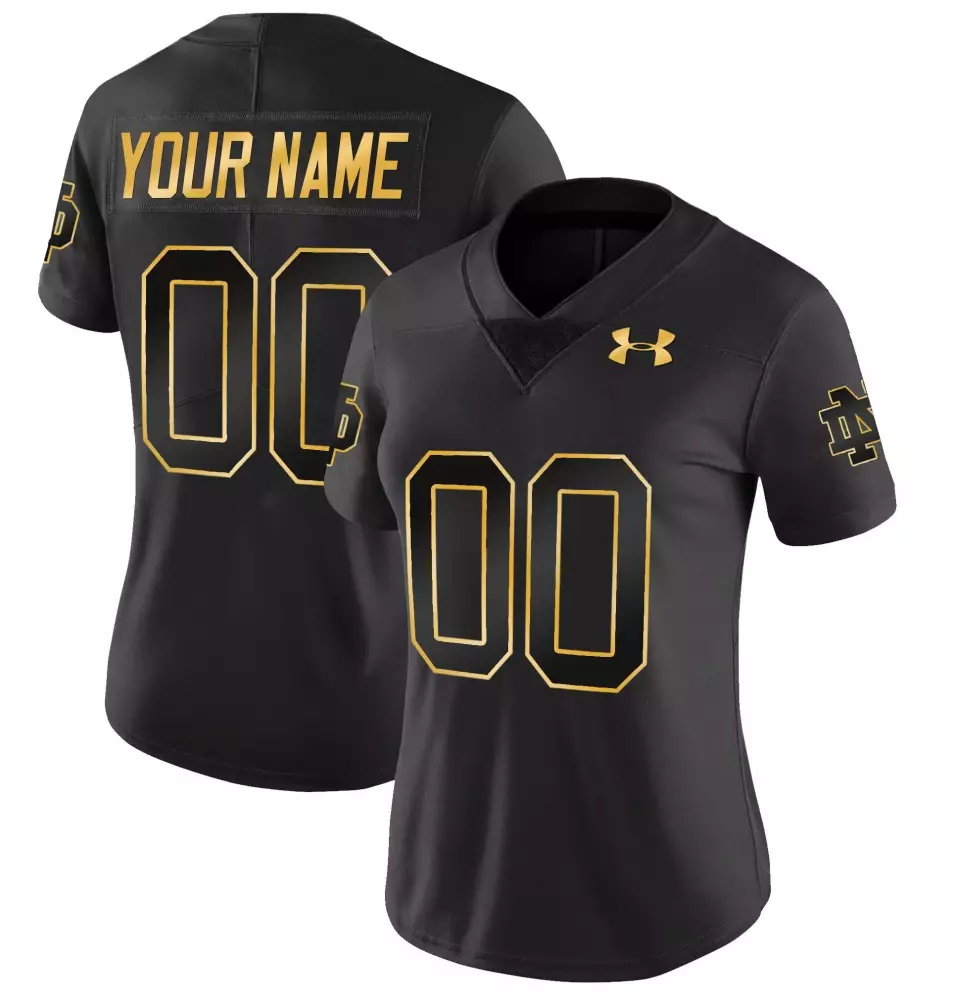 black gold men notre dame fighting irish custom name number jersey all stitched