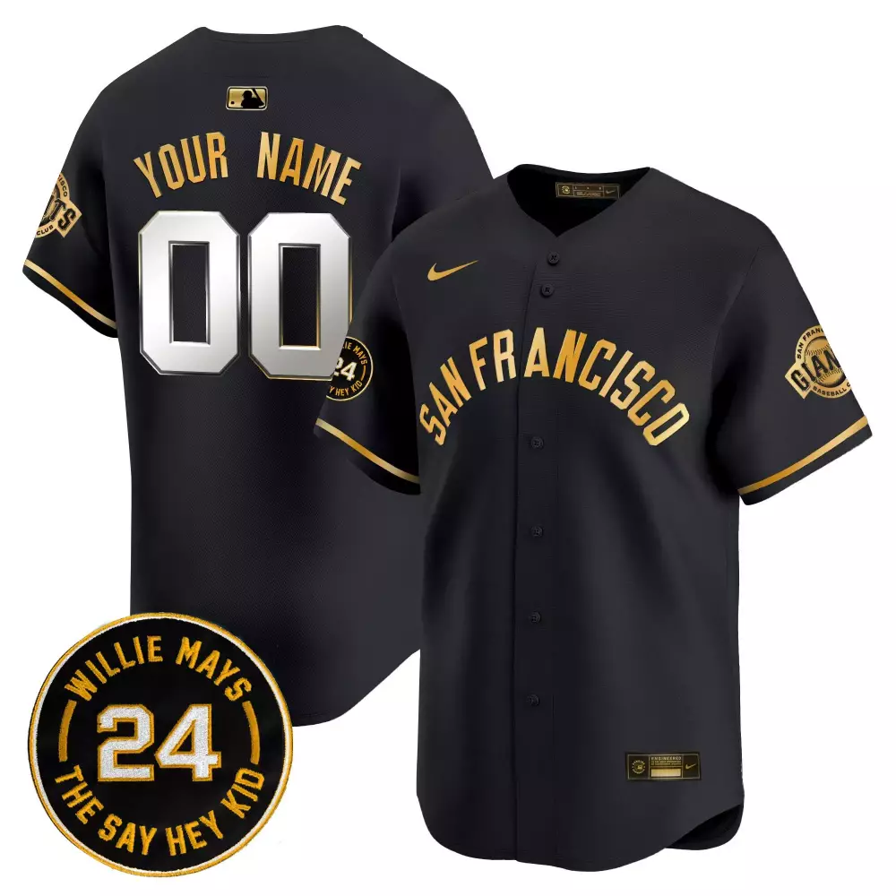black gold women san francisco giants 2024 willie mays patch vapor premier limited custom jersey v5 all stitched