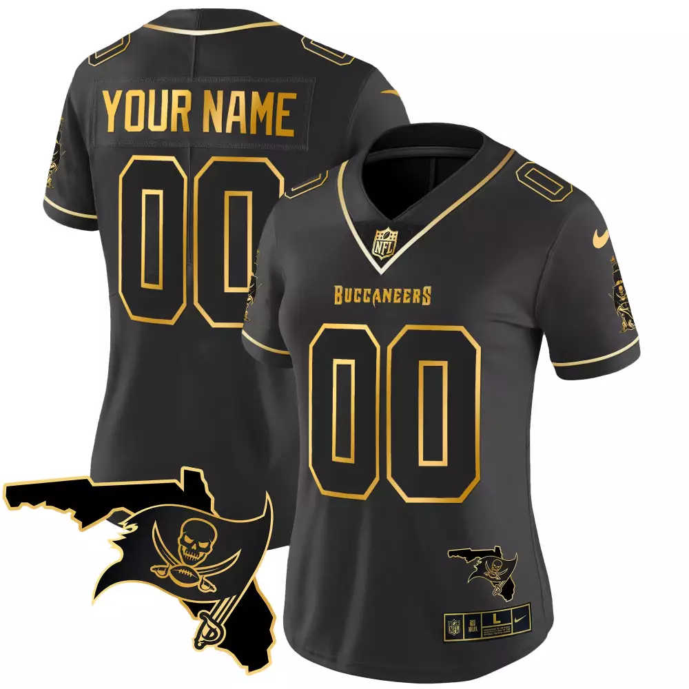 black gold women tampa bay buccaneers florida patch vapor gold custom jersey all stitched