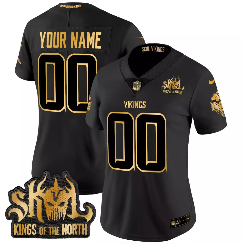 black alternate youth vikings 2024 winter warrior skol patch vapor elite custom jersey all stitched