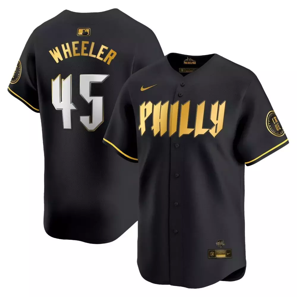 Zack Wheeler Philadelphia Phillies 2024 City Connect Limited Jersey | Black Gold | Fan Gear for Men, Women & Youth