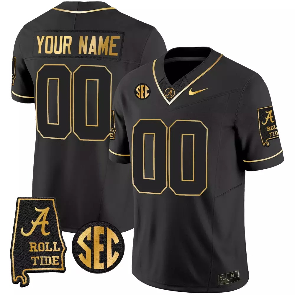 black gold youth alabama crimson tide vapor gold custom jersey v3 alabama map all stitched