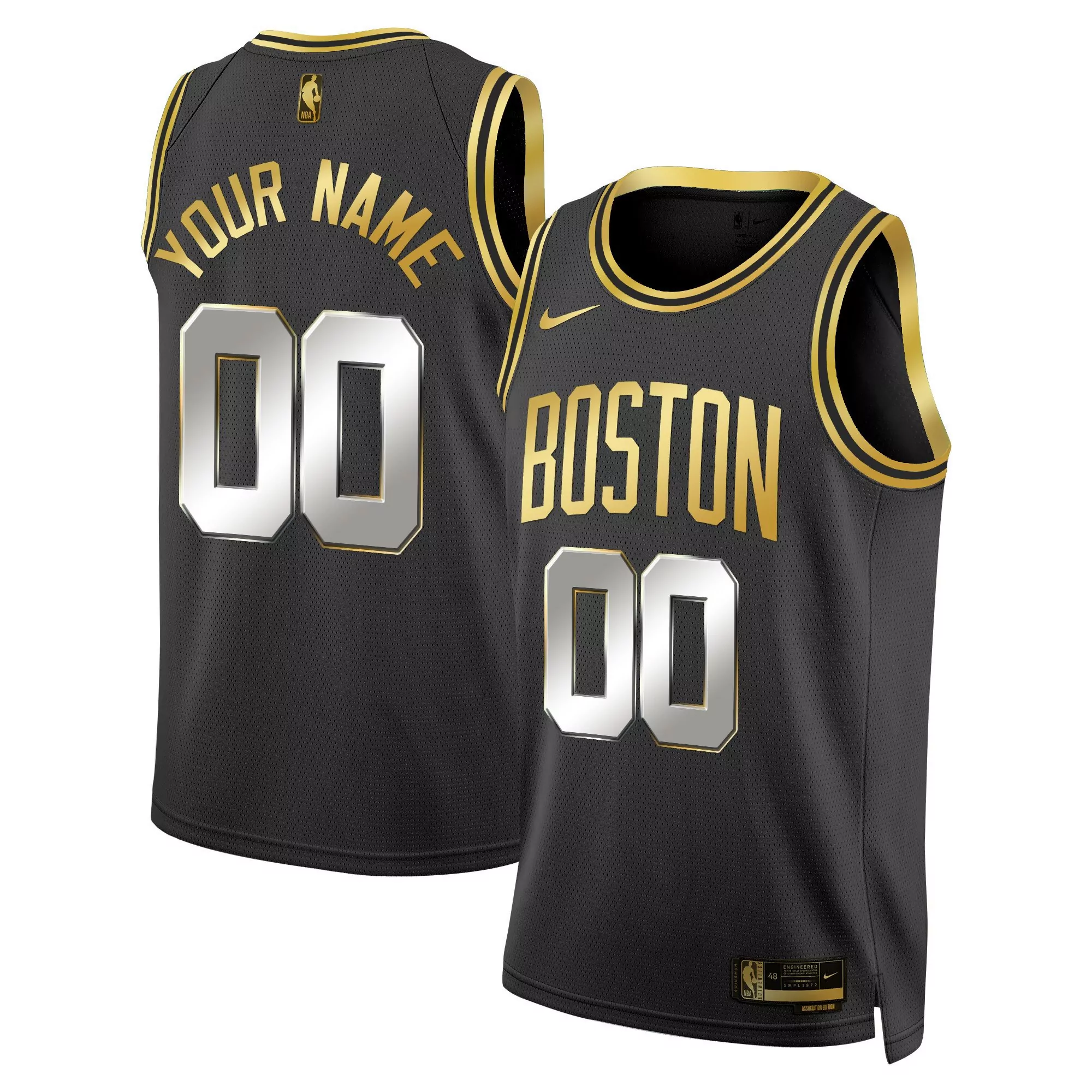 black gold youth boston celtics 2024 swingman custom jersey all stitched