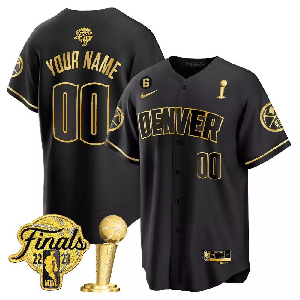 Denver Nuggets Youth 2023 Champions Limited Patch Cool Base Custom Jersey | Black Gold Stitched | For Youth, Men & Women