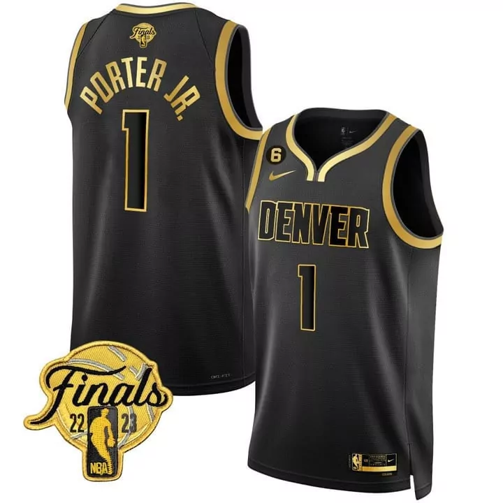 black gold youth denver nuggets 2023 finals champions flex base custom jersey all stitched