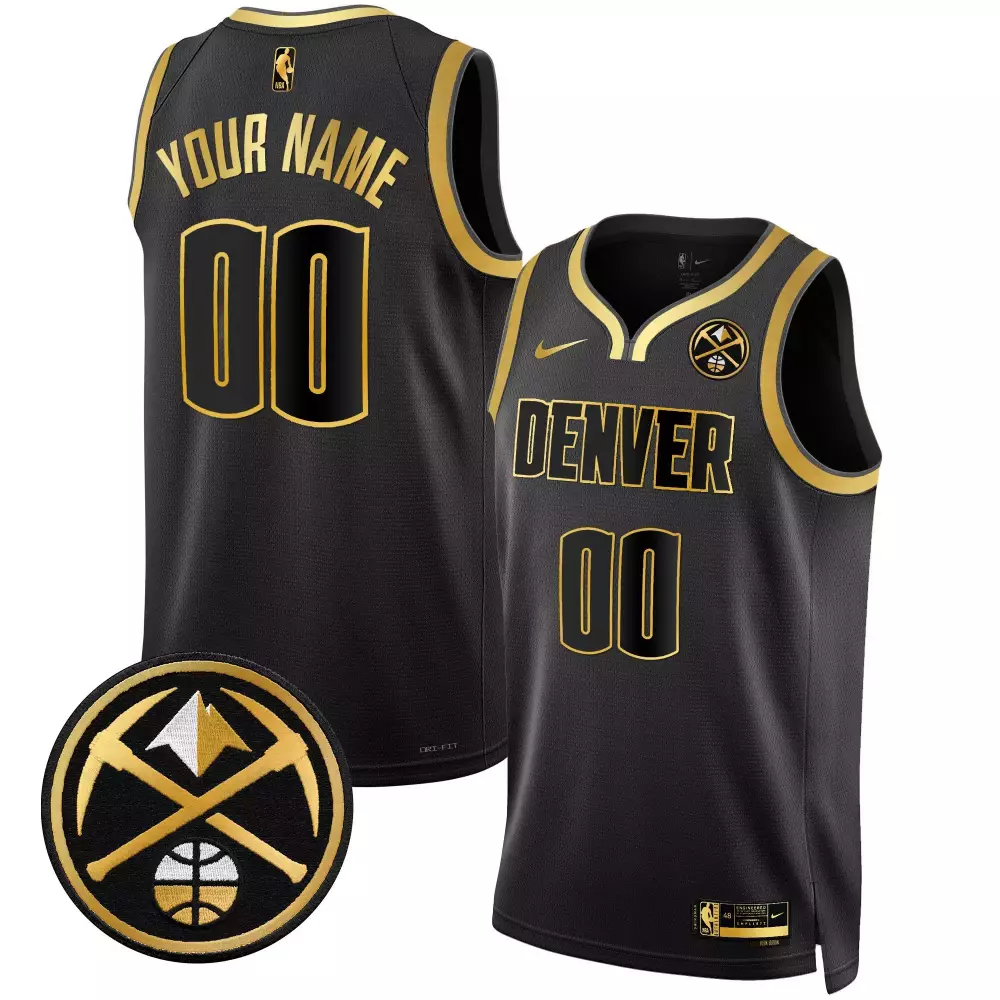 Denver Nuggets Youth Black Gold Swingman Custom Jersey | Stitched Fan Gear | For Youth, Men & Women