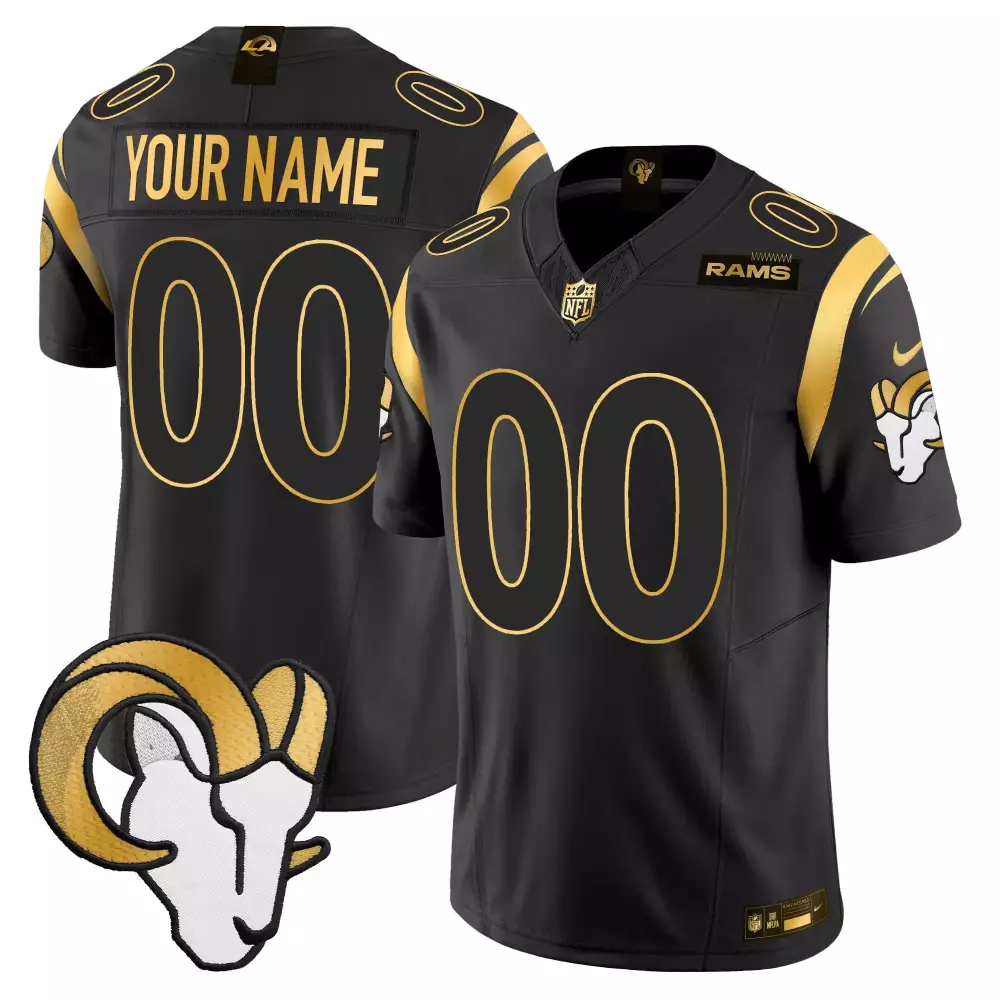 black gold men los angeles rams 2024 gold vapor limited custom jersey all stitched