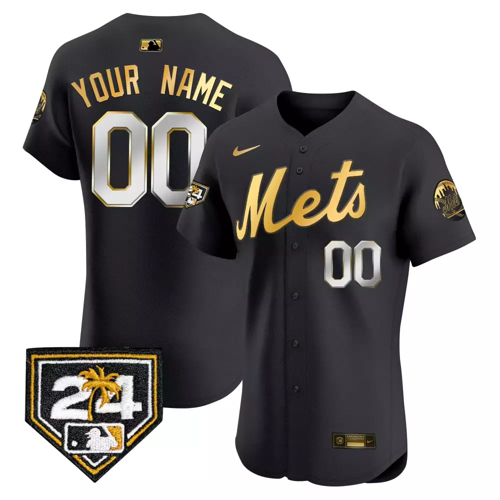 Black Gold Women's New York Mets 2024 Spring Training Vapor Premier Limited Custom Jersey V2 | All Stitched | For Men, Women & Youth
