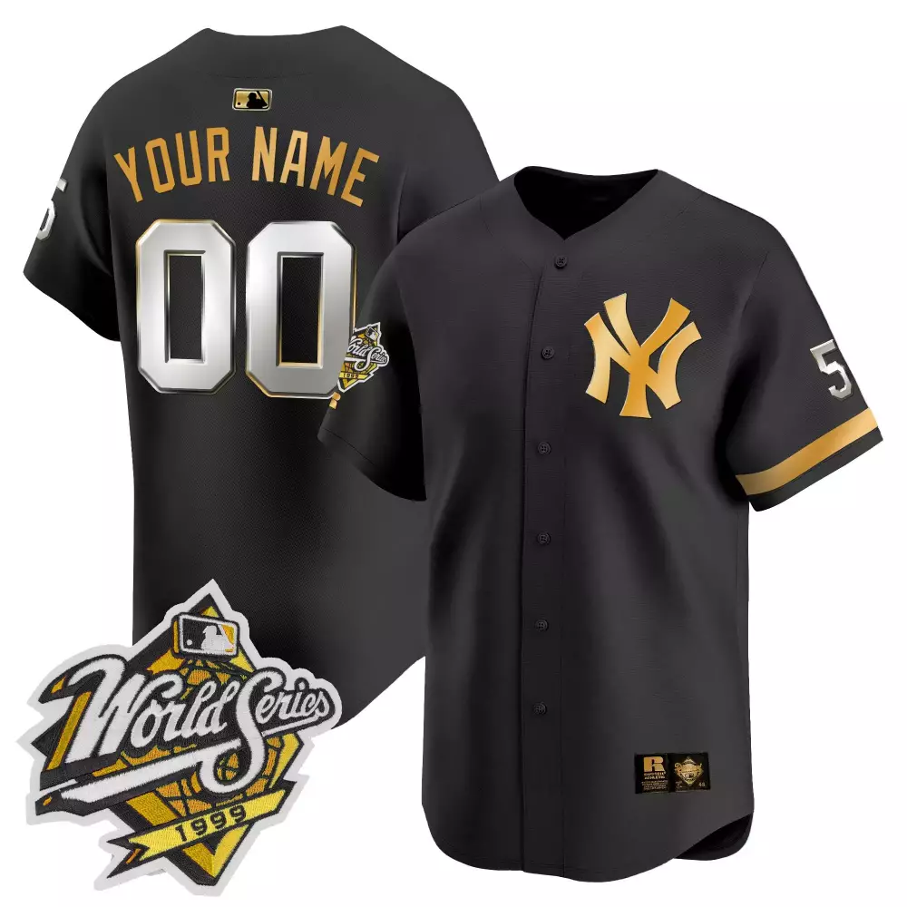 1999 Throwback Joe DiMaggio Patch Black Gold Yankees Youth Jersey | Limited Edition Stitched Fan Gear | For Men, Women & Youth