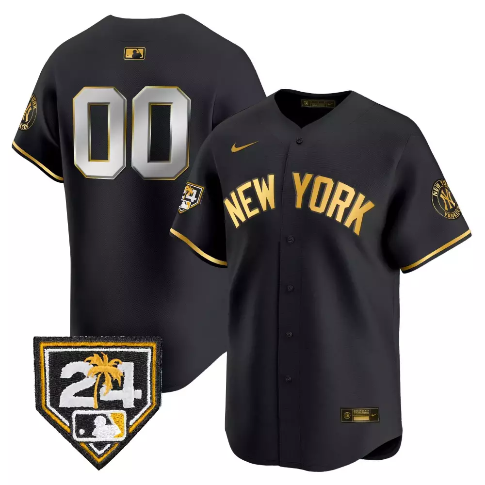 Spring Training Patch Black Gold Yankees Vapor Premier Limited Jersey V5 | Stitched Fan Gear for Youth | For Men, Women & Youth