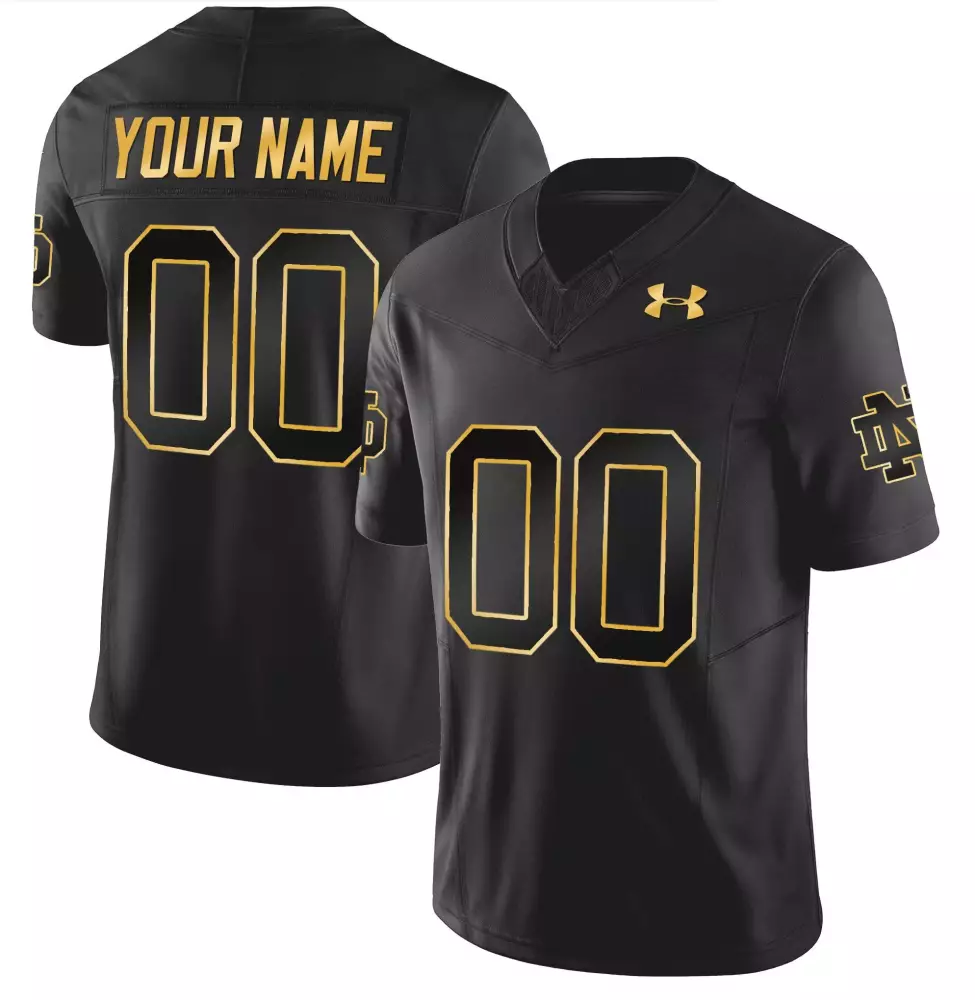 black gold men notre dame fighting irish custom name number jersey all stitched