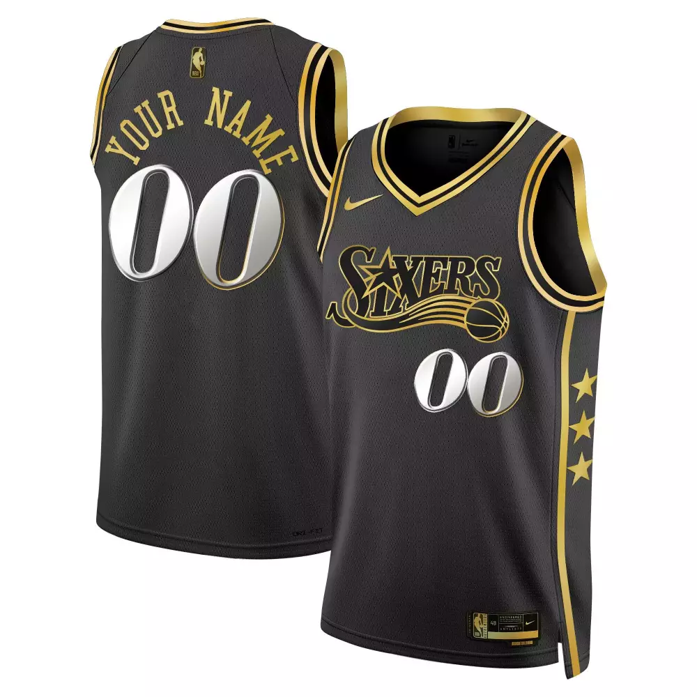 black gold men philadelphia 76ers swingman custom jersey all stitched