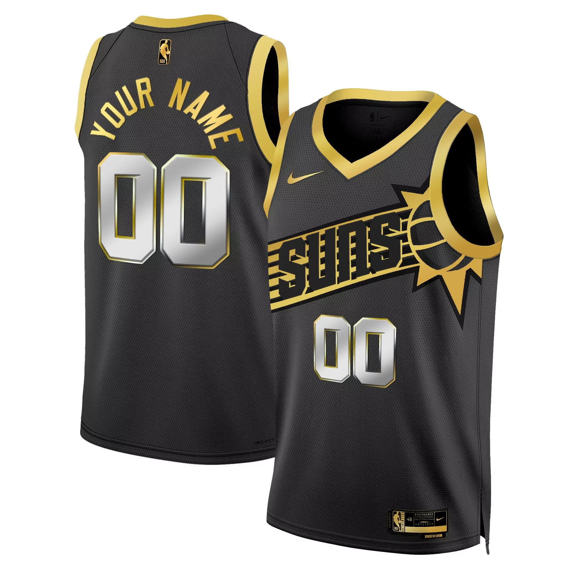 black gold youth phoenix suns swingman custom jersey all stitched