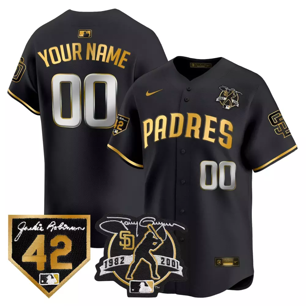 Tony Gwynn San Diego Padres 2024 Black Gold Vapor Premier Jersey | Limited Edition Stitched Fan Gear for Youth | For Youth