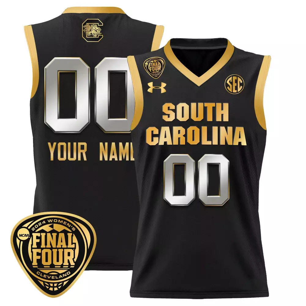 black gold youth south carolina gamecocks 2024 final four basketball custom jersey v2 women patch all stitched