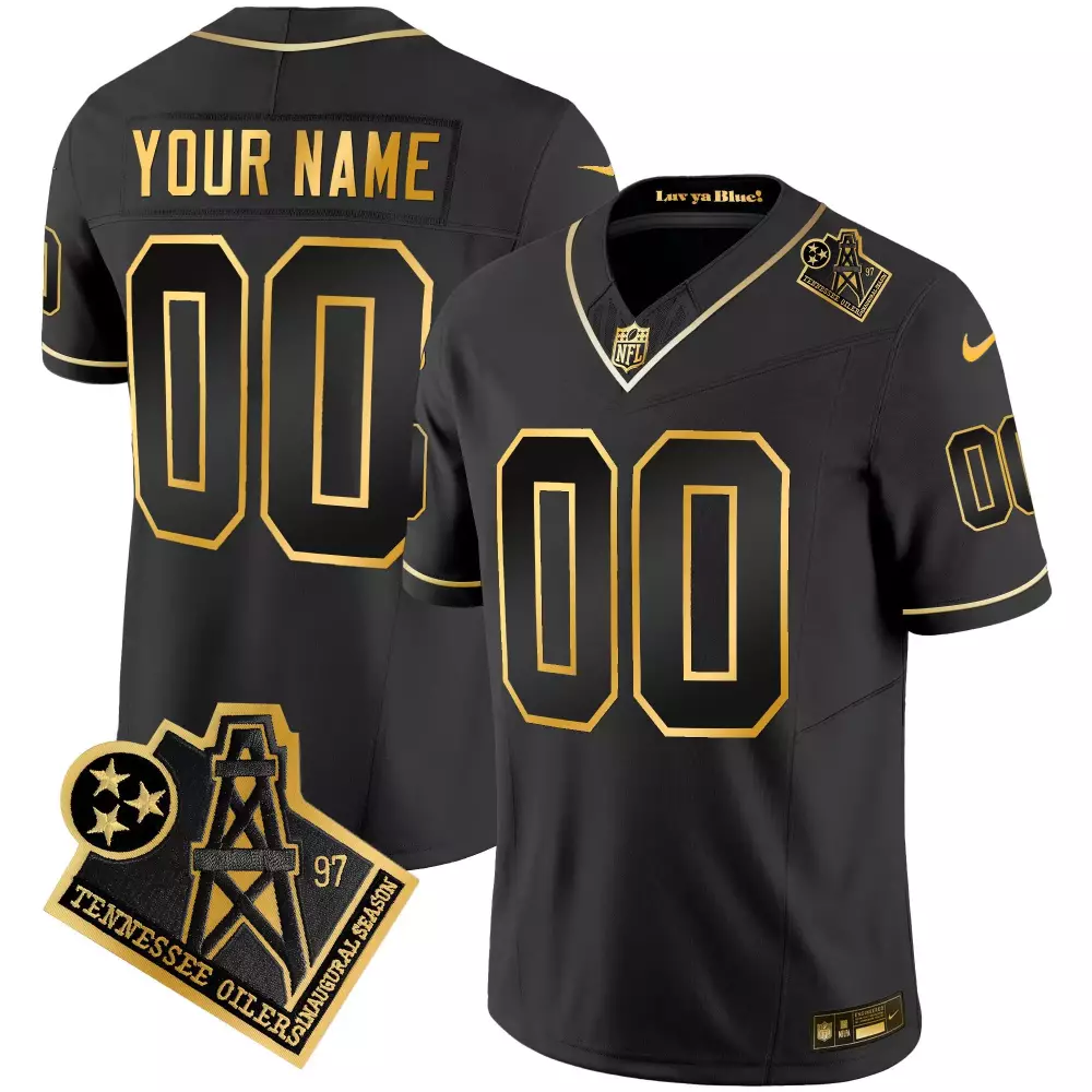 black gold youth tennessee titans 1997 throwback gold vapor custom jersey all stitched