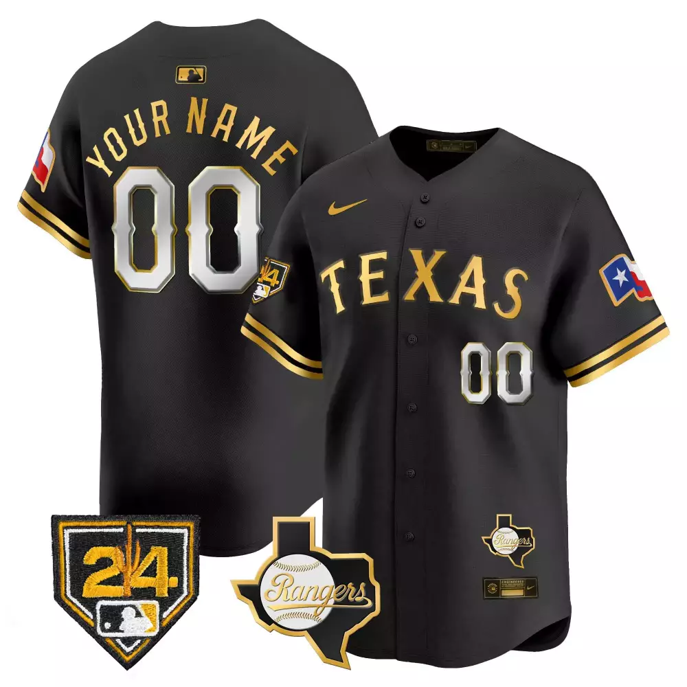 black gold youth texas rangers 2024 all star game patch vapor premier limited custom jersey all stitched