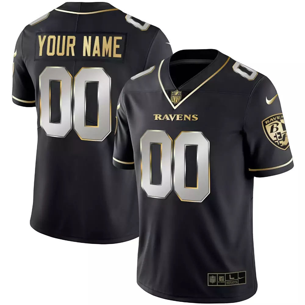 Custom Name Ravens Jersey | Black Limited Edition Vapor Gold | Perfect for Game Day | For Men, Women & Youth