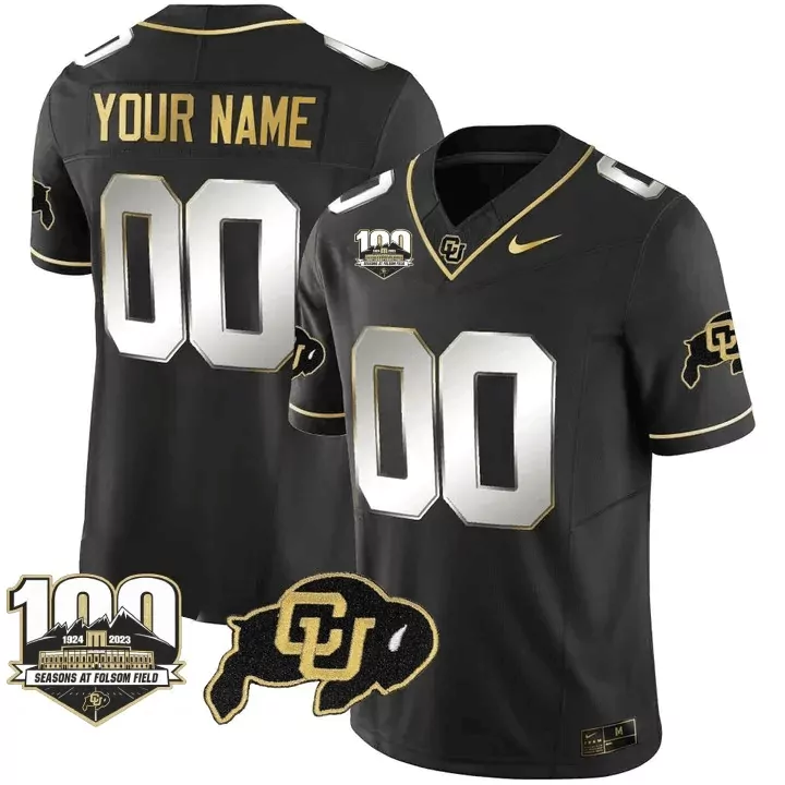 Black Limited Colorado Buffaloes 100th Seasons at Folsom Field Patch Vapor Limited Custom Jersey | Stitched Design | Fan Gear for Men, Women & Youth