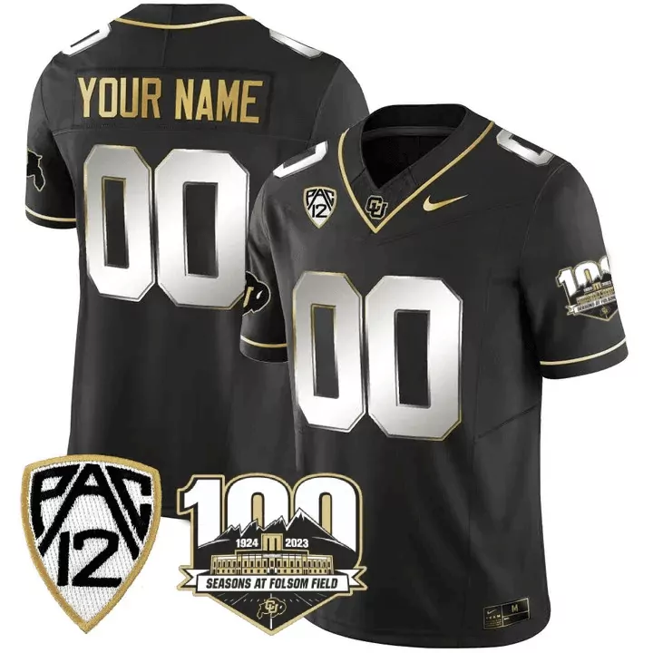 Black Limited Colorado Buffaloes 100th Seasons at Folsom Field Patch Vapor Limited Custom Jersey | Stitched Design | Fan Gear for Men, Women & Youth