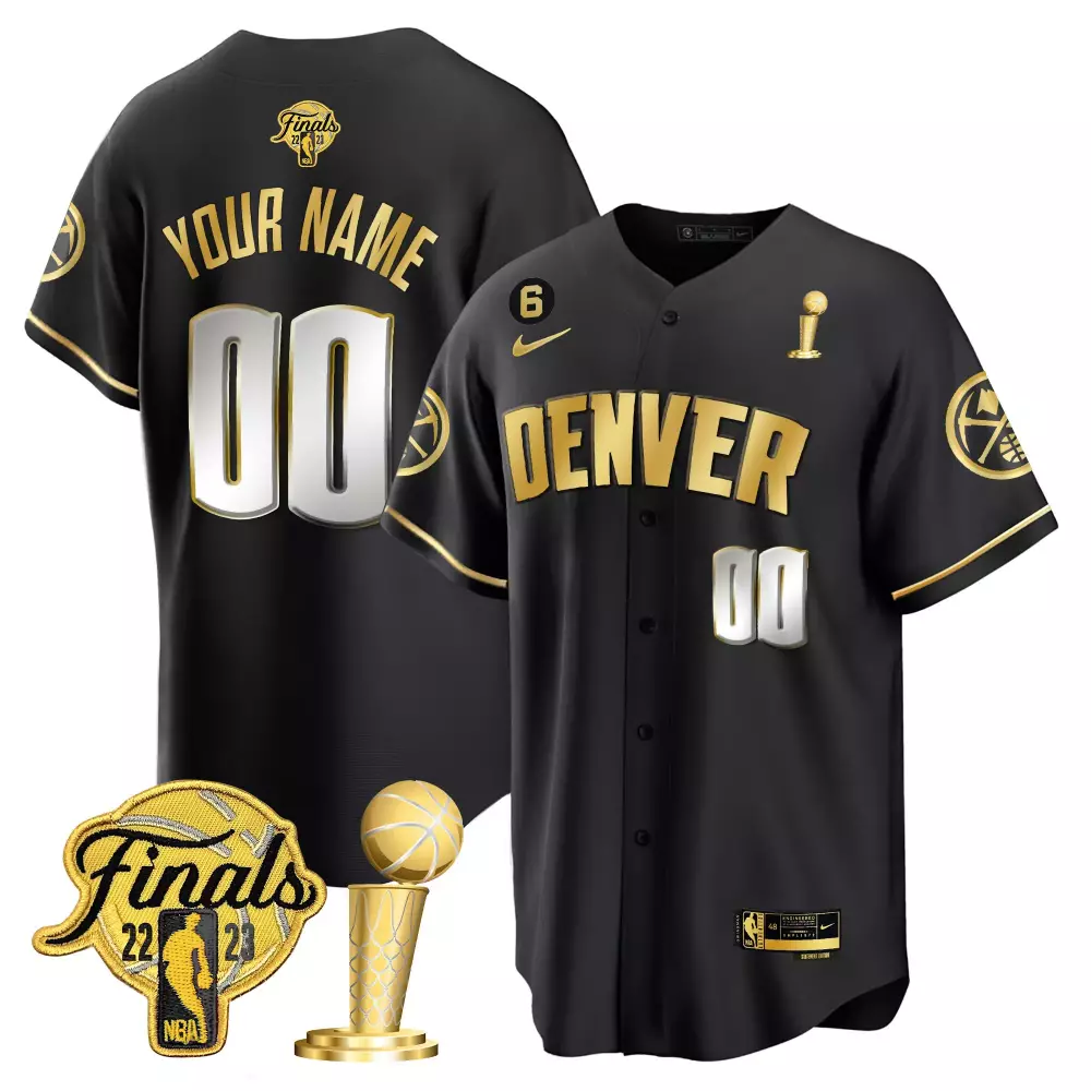 black limited men denver nuggets 2023 finals champions cool base custom jersey all stitched
