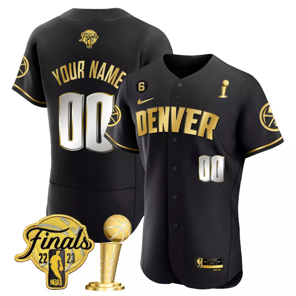 black limited men denver nuggets 2023 finals champions cool base custom jersey all stitched