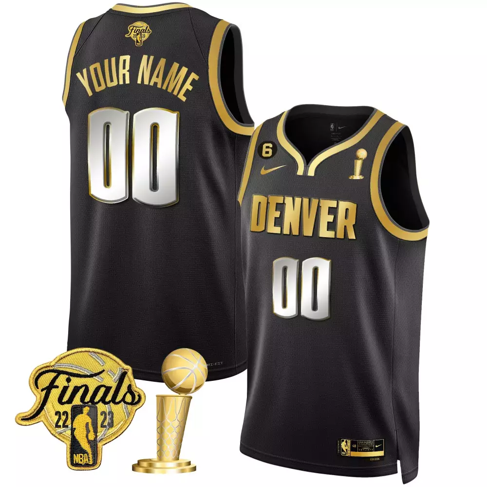 black limited men denver nuggets 2023 finals champions cool base custom jersey all stitched