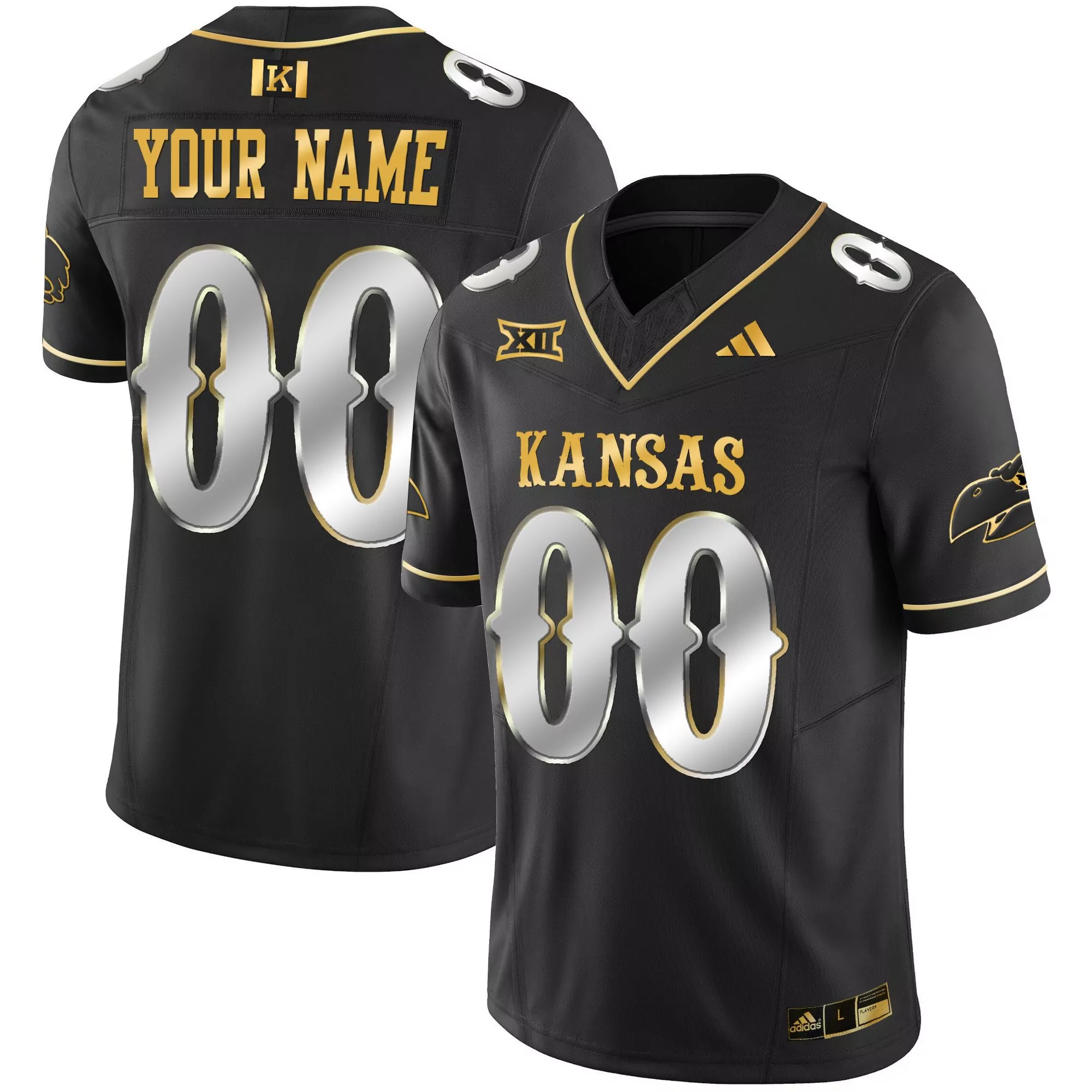 black limited men kansas jayhawks blackhawk gold vapor custom jersey all stitched