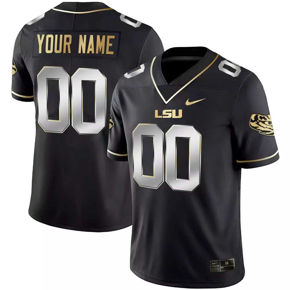 black limited men lsu tigers 2023 national champions gold cool custom jersey v3 all stitched