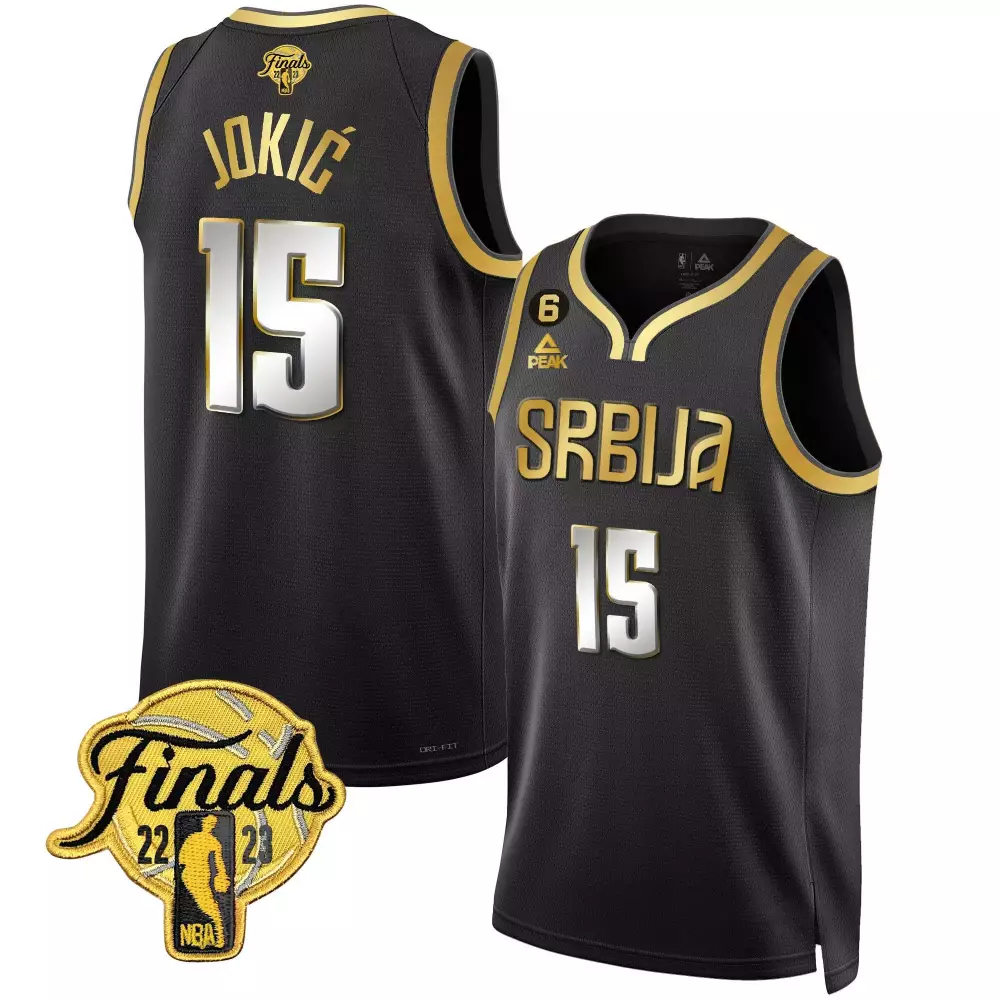 Nikola Jokic Denver Nuggets Black Serbia Champions Gold Jersey | All Stitched Fan Gear | For Men, Women & Youth