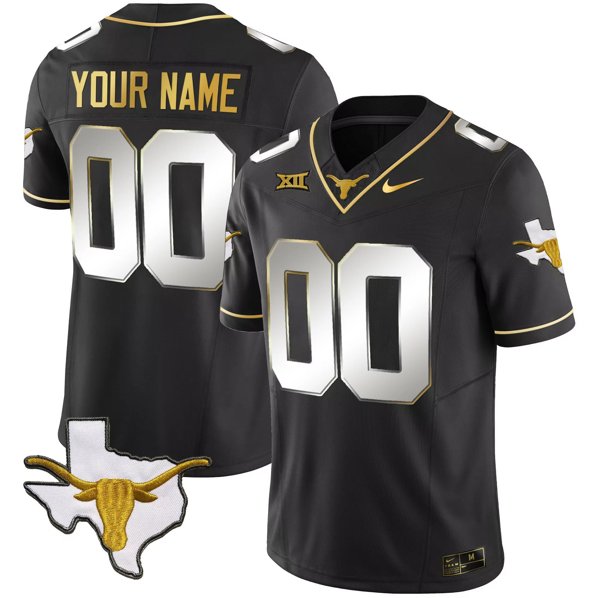 black limited men texas longhorns gold vapor limited custom jersey all stitched