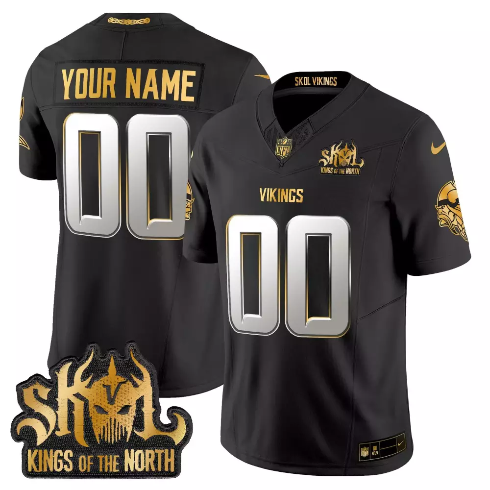 black limited men vikings 2024 winter warrior skol patch gold vapor limited custom jersey all stitched