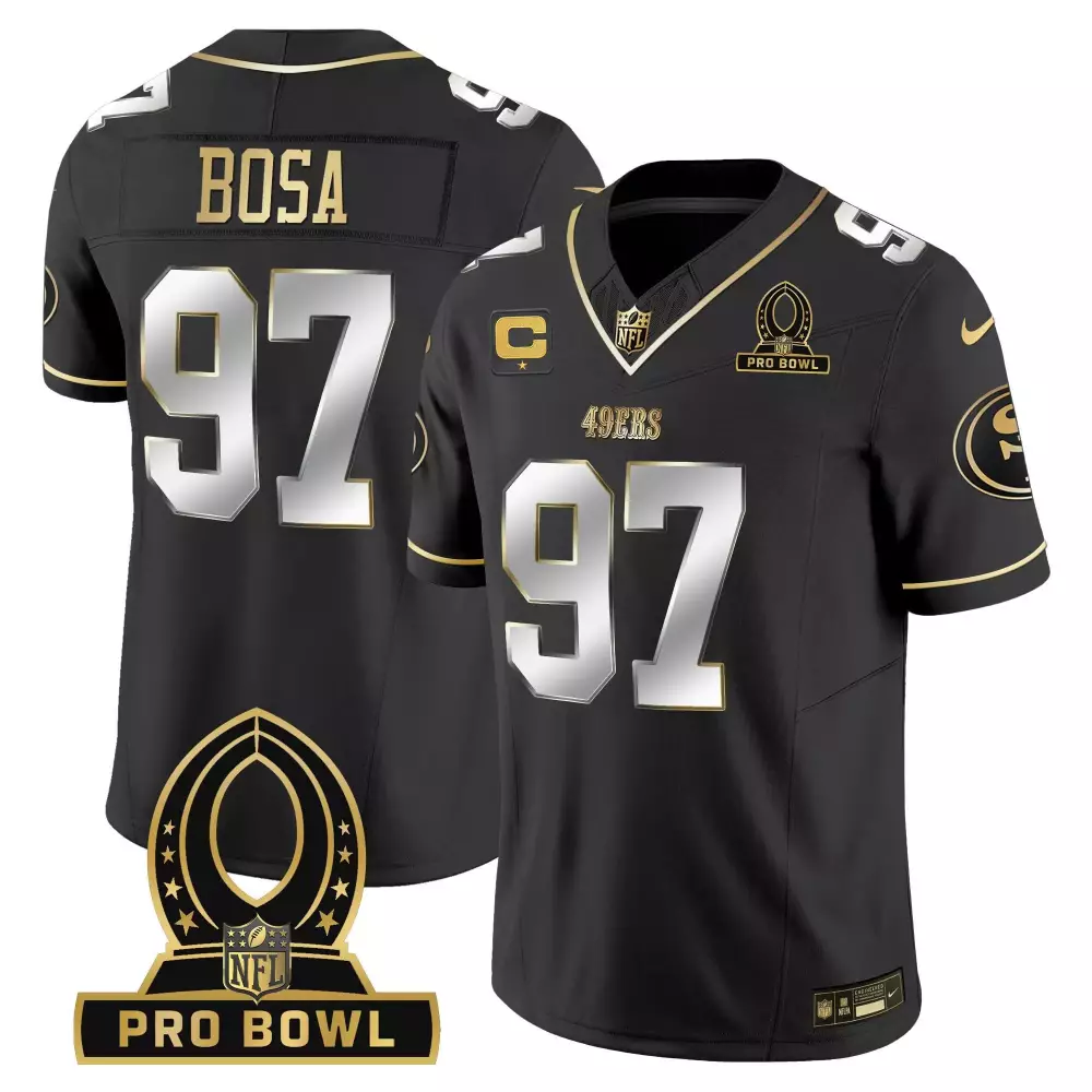 black limited nick bosa all players san francisco 49ers 2024 pro bowl patch vapor jersey men