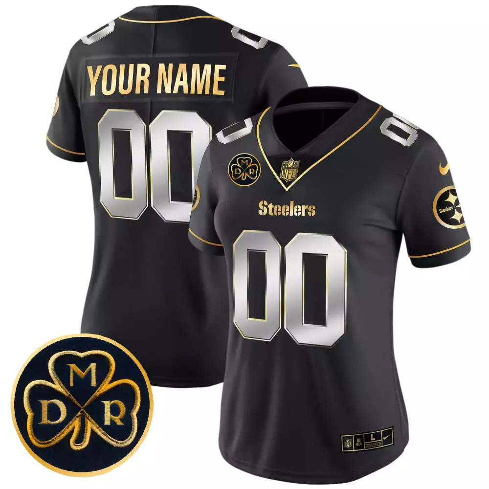 Black Limited Pittsburgh Steelers Women's Custom Jersey | DMR Patch Gold Vapor | All Stitched | For Game Day | For Men, Women & Youth
