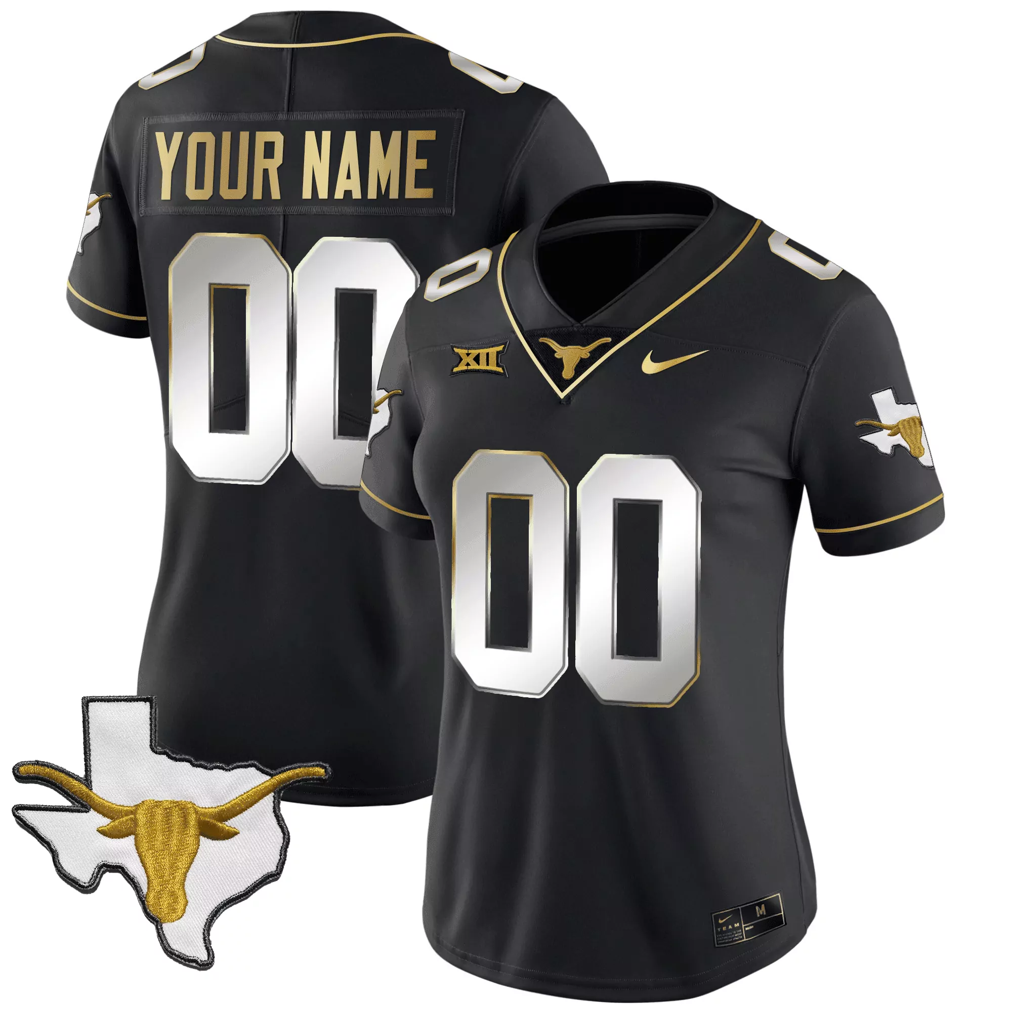black limited men texas longhorns gold vapor limited custom jersey all stitched