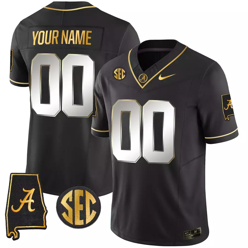 black limited men alabama crimson tide vapor gold custom jersey v3 alabama map all stitched