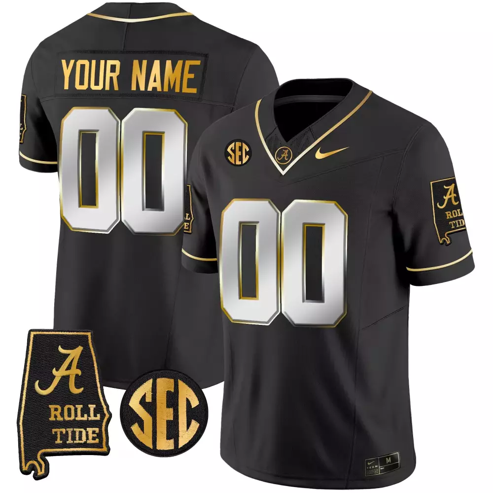 black limited men alabama crimson tide vapor gold custom jersey v3 alabama map all stitched