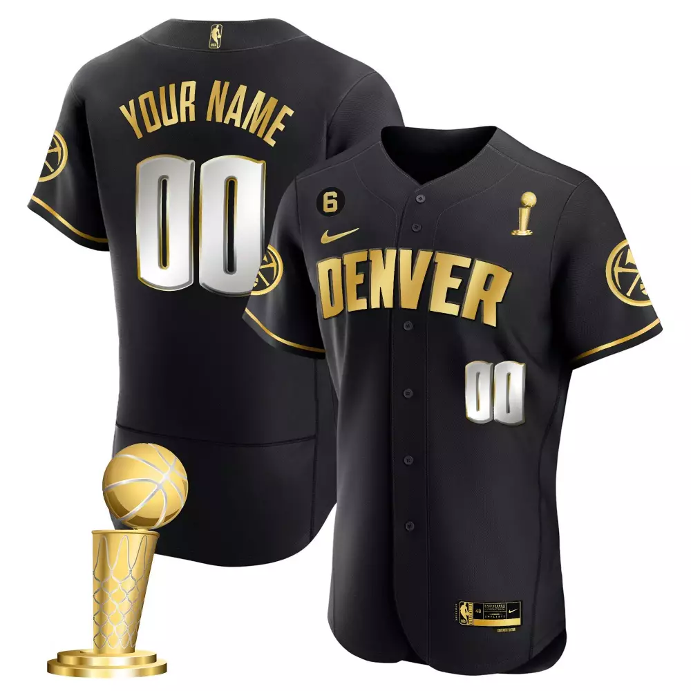 Denver Nuggets Youth Black Gold Swingman Custom Jersey | Stitched Fan Gear | For Youth, Men & Women