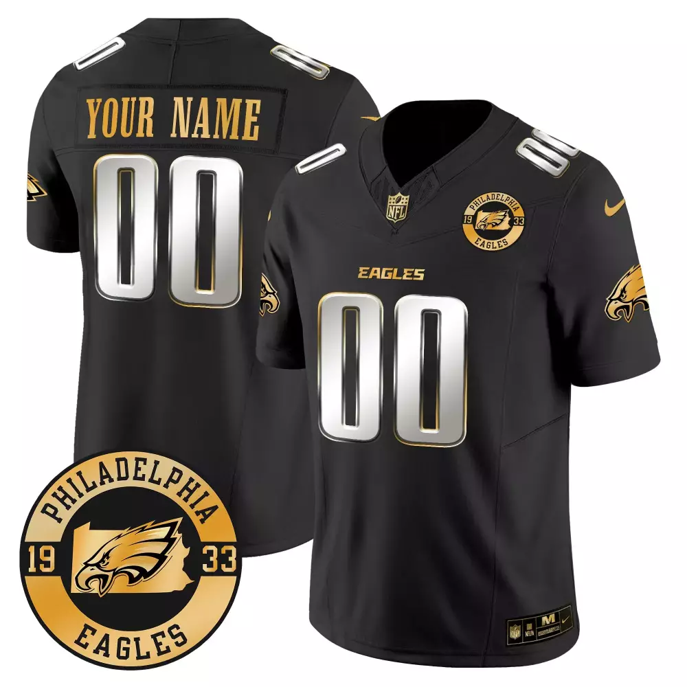 black limited women philadelphia eagles super bowl lix patch gold vapor limited custom jersey all stitched