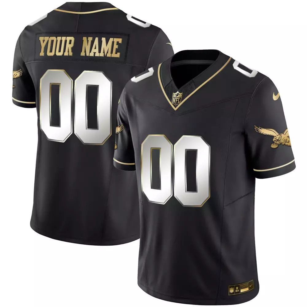 black limited youth philadelphia eagles super bowl gold custom vapor jersey all stitched