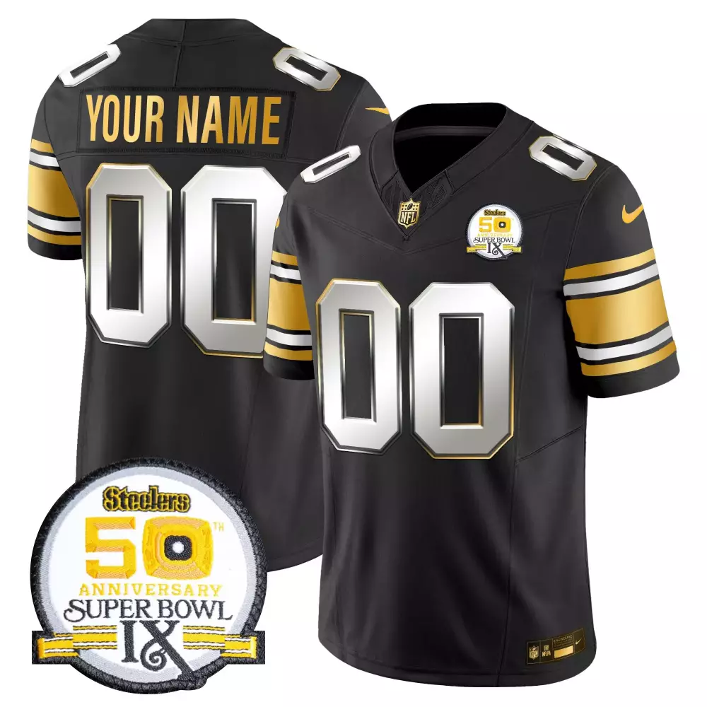 Black Limited Pittsburgh Steelers Women's Custom Jersey | DMR Patch Gold Vapor | All Stitched | For Game Day | For Men, Women & Youth