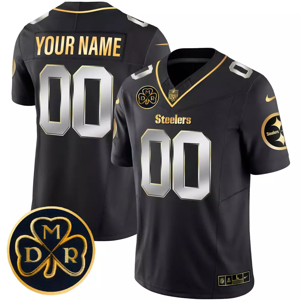 Black Limited Pittsburgh Steelers Women's Custom Jersey | DMR Patch Gold Vapor | All Stitched | For Game Day | For Men, Women & Youth