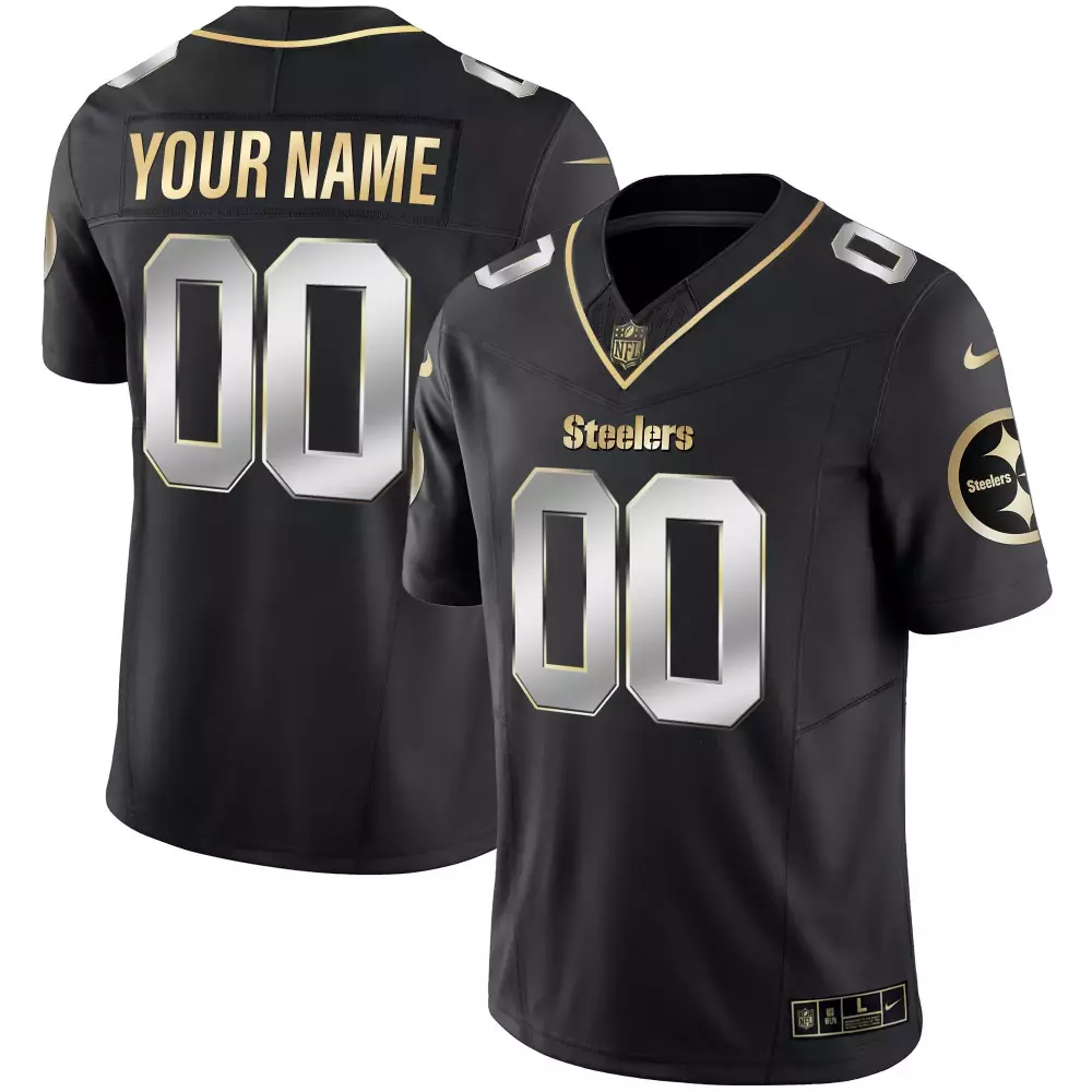 Black Limited Pittsburgh Steelers Women's Custom Jersey | DMR Patch Gold Vapor | All Stitched | For Game Day | For Men, Women & Youth