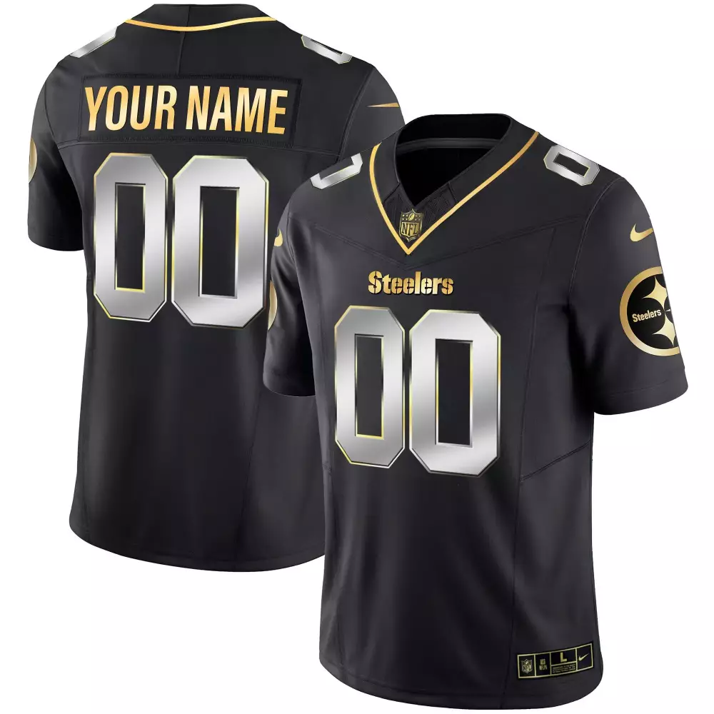 Black Limited Pittsburgh Steelers Women's Custom Jersey | DMR Patch Gold Vapor | All Stitched | For Game Day | For Men, Women & Youth