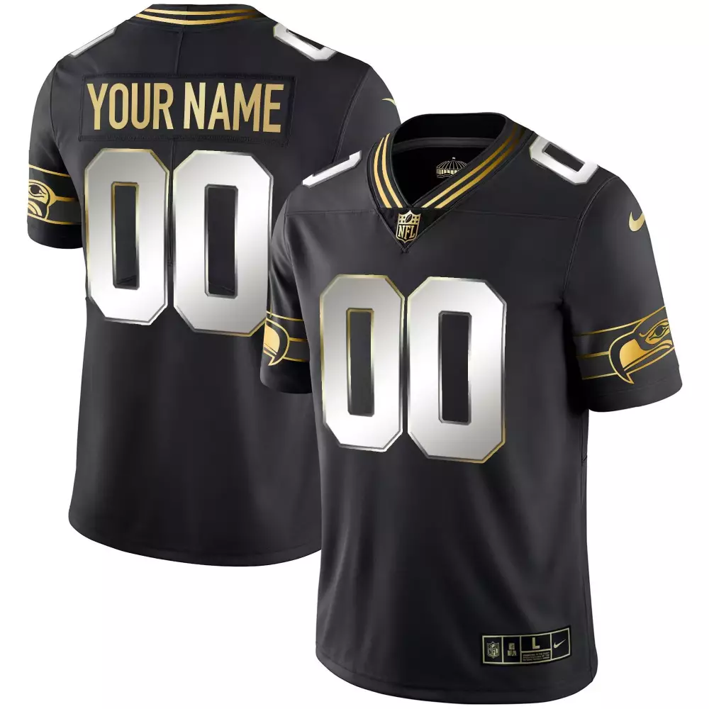 Youth Seattle Seahawks Black Limited Throwback Gold Custom Jersey V2 | All Stitched | Game Day Outfit for Men, Women & Youth