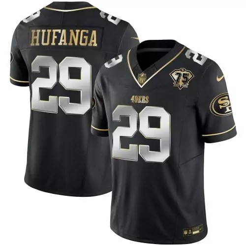 Talanoa Hufanga San Francisco 49ers Black Limited Edition Throwback Jersey | 75th Anniversary Patch | Fan Gear for Youth