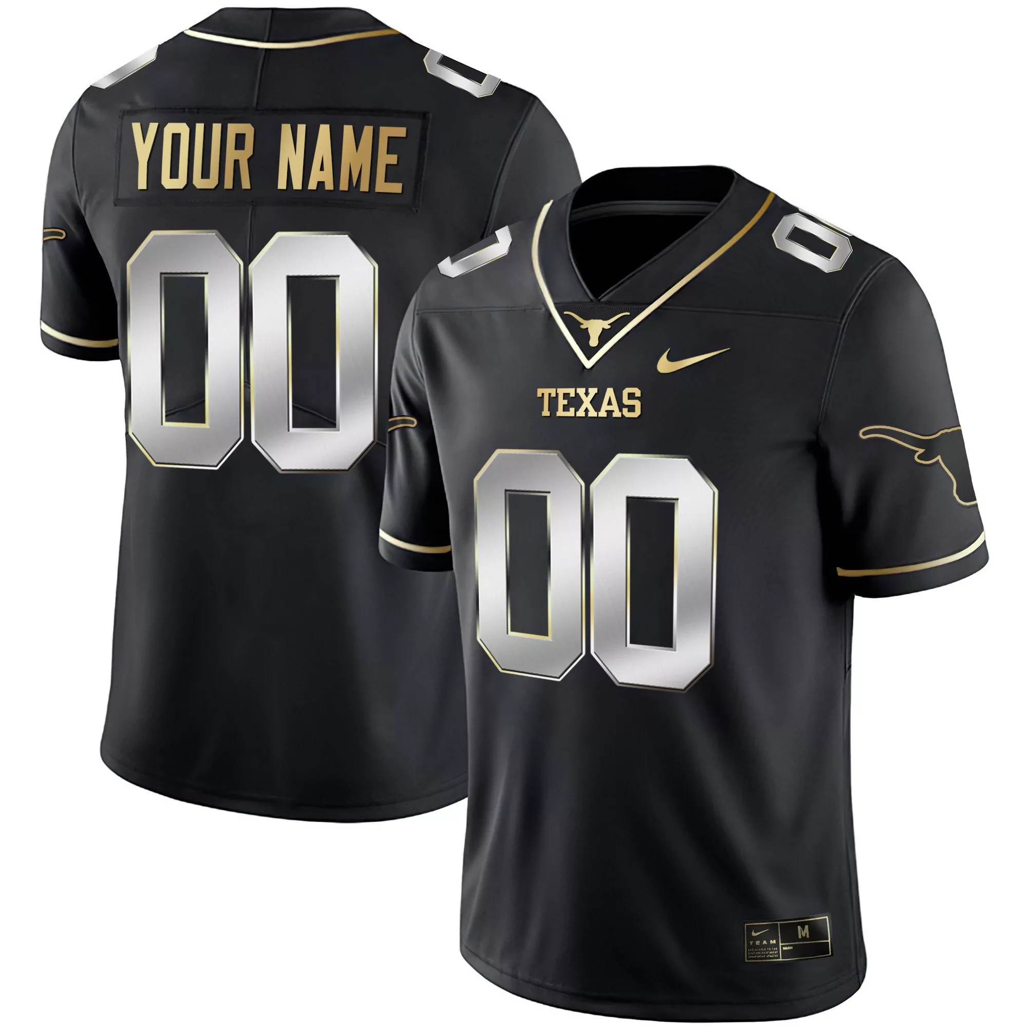 black limited men texas longhorns gold vapor limited custom jersey all stitched