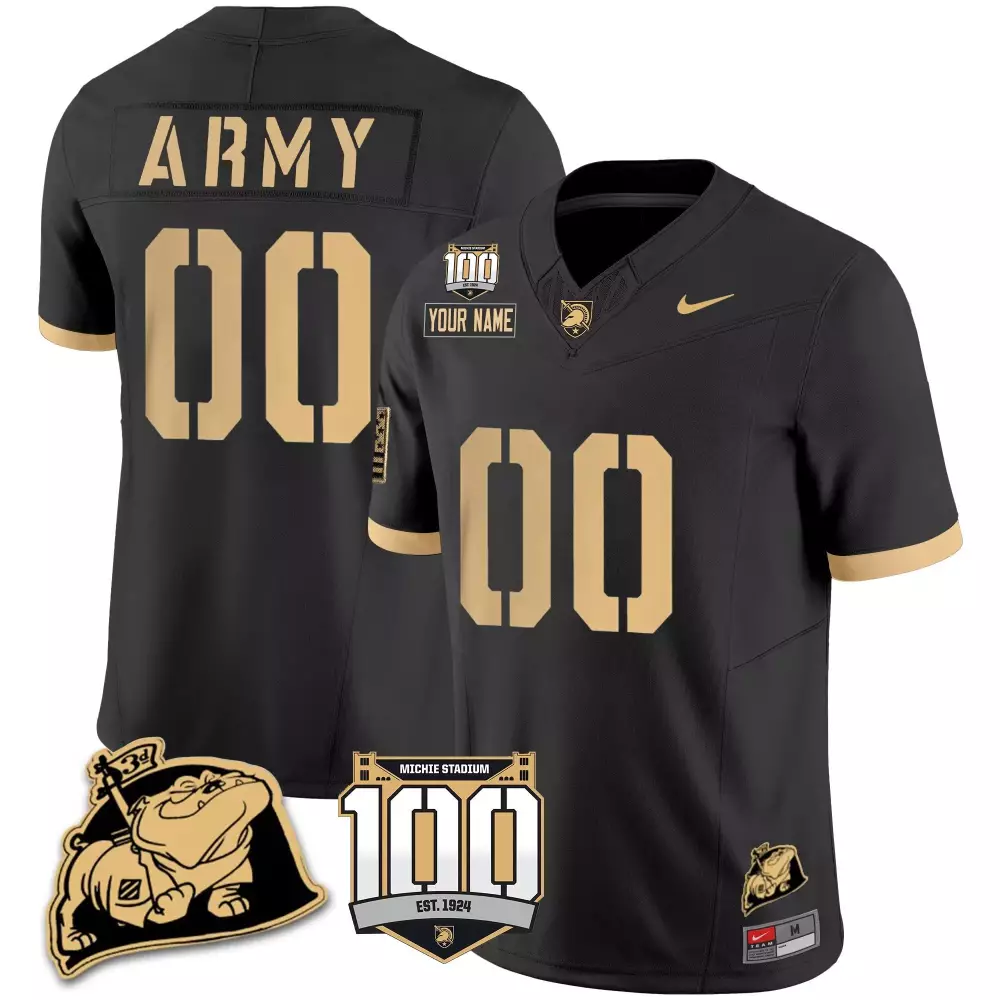 black alternate youth army black knights 100th anniversary patch vapor custom jersey all stitched